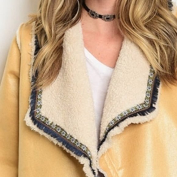 COAT JACKET FAUX SUEDE JACKET FAUX FUR LINING - Picture 3 of 3